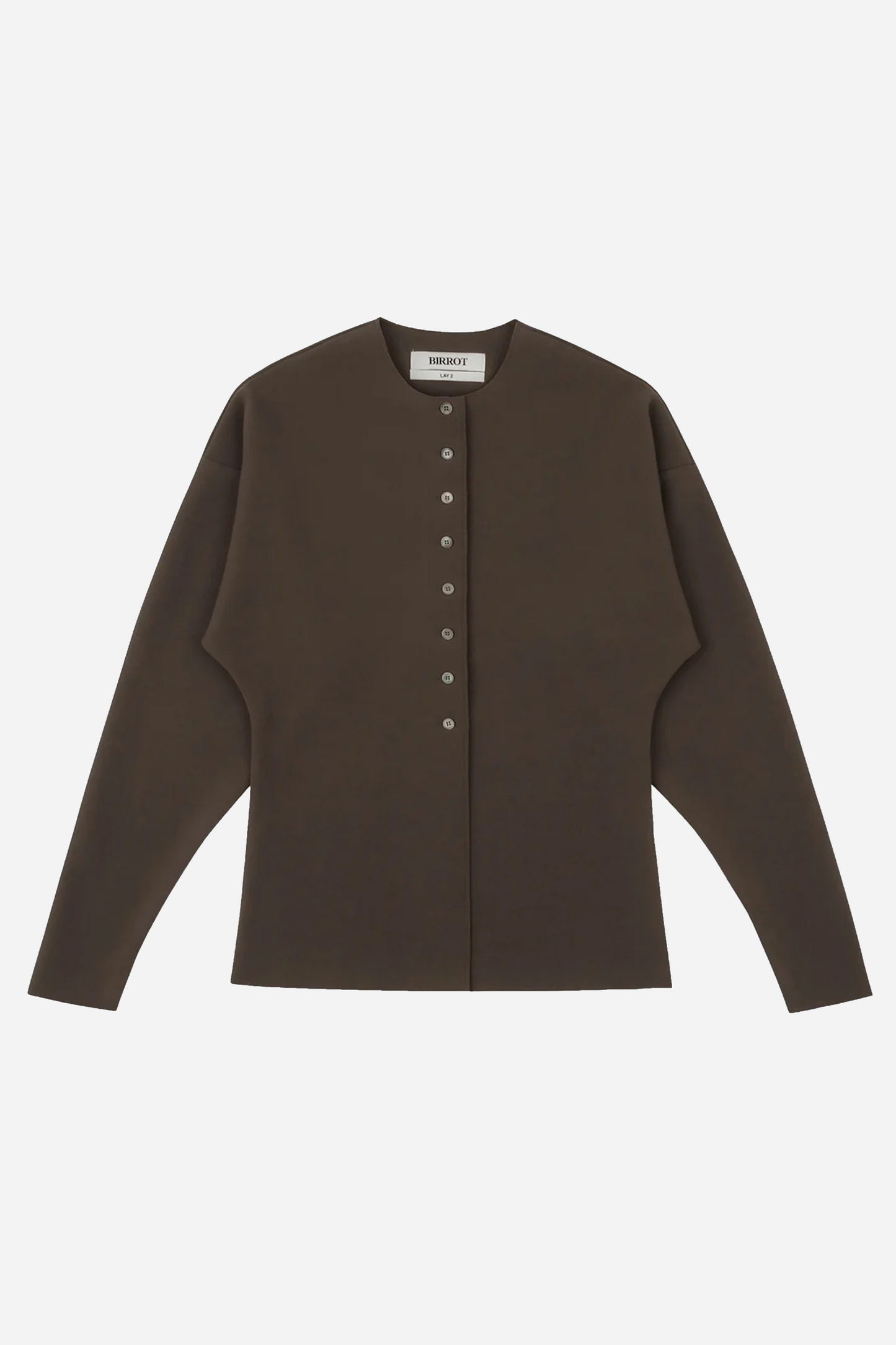 Lay2 Round-Neck Cardigan Cocoa Brown