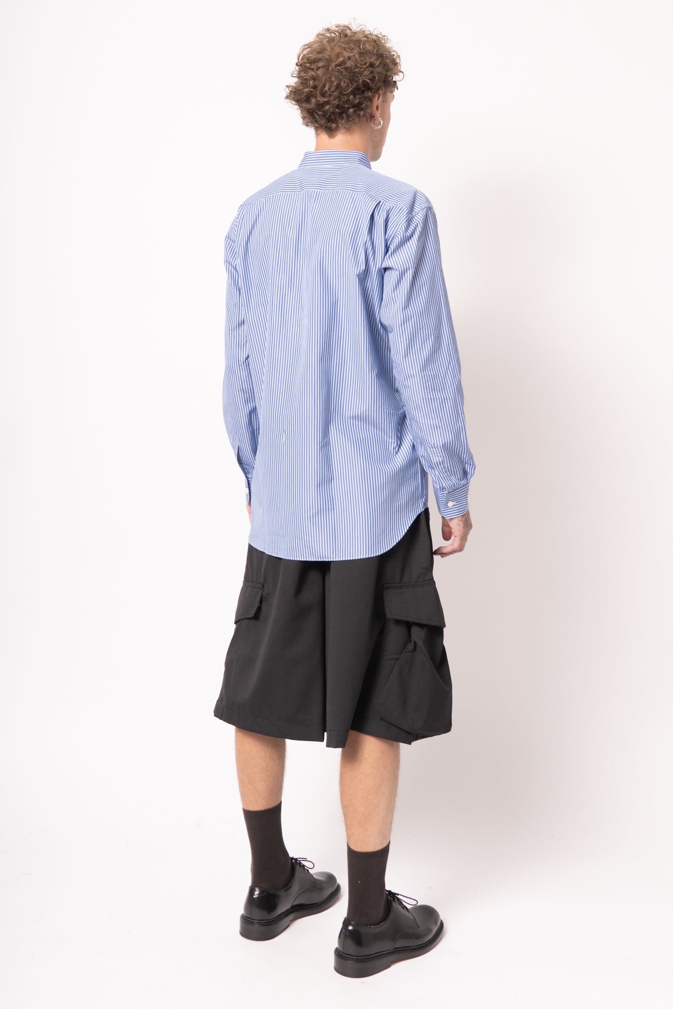 Circle Pattern Stripe Shirt Blue Stripe
