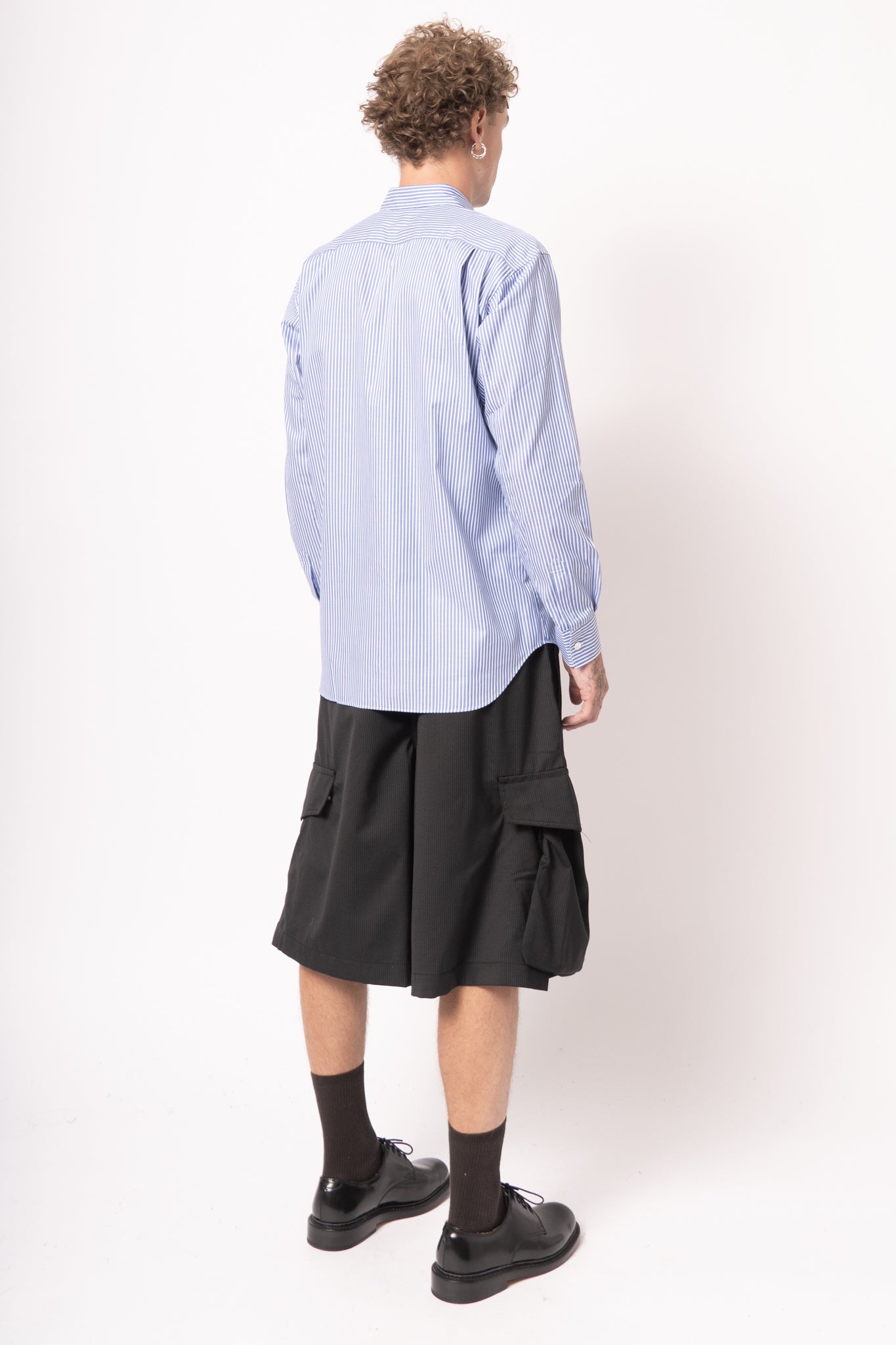 Forever Cotton Poplin Shirt Mid Blue Stripe