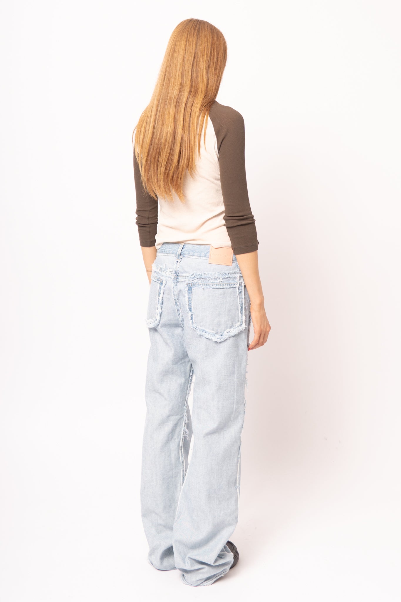 Frayed Light Blue Denim Jeans
