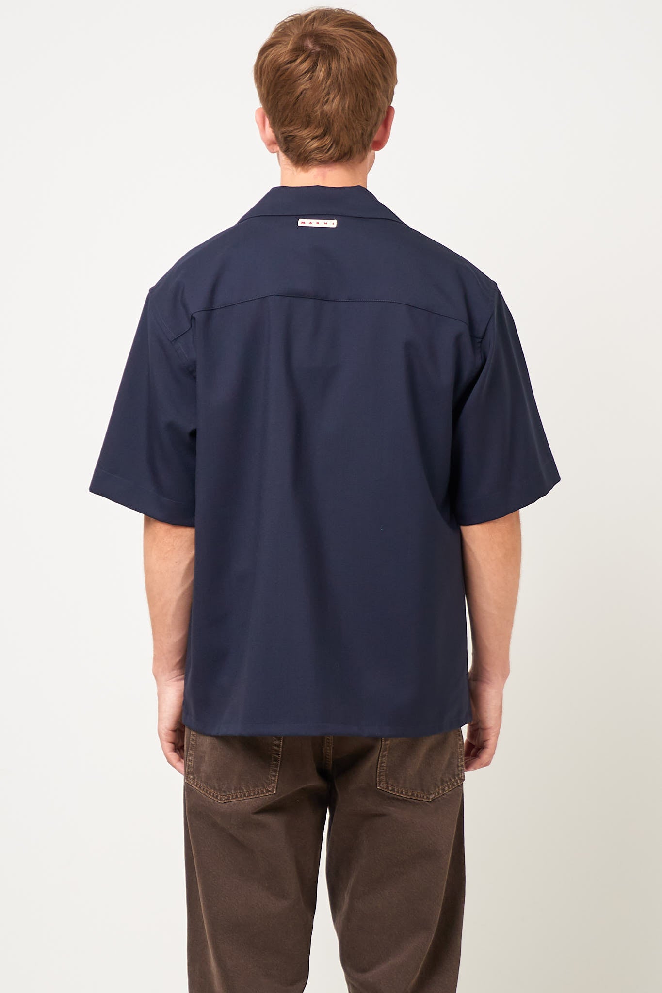 Bowling Shirt Tropical Wool Blue Black