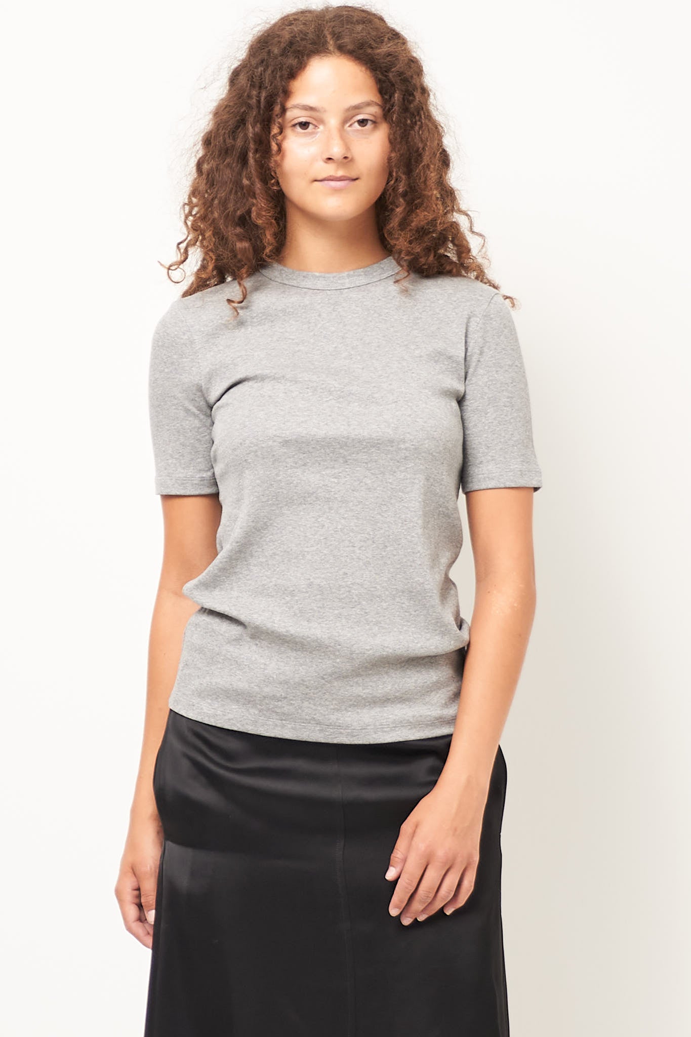TOTEME - Classic Rib Tee Grey Melange – STRØM