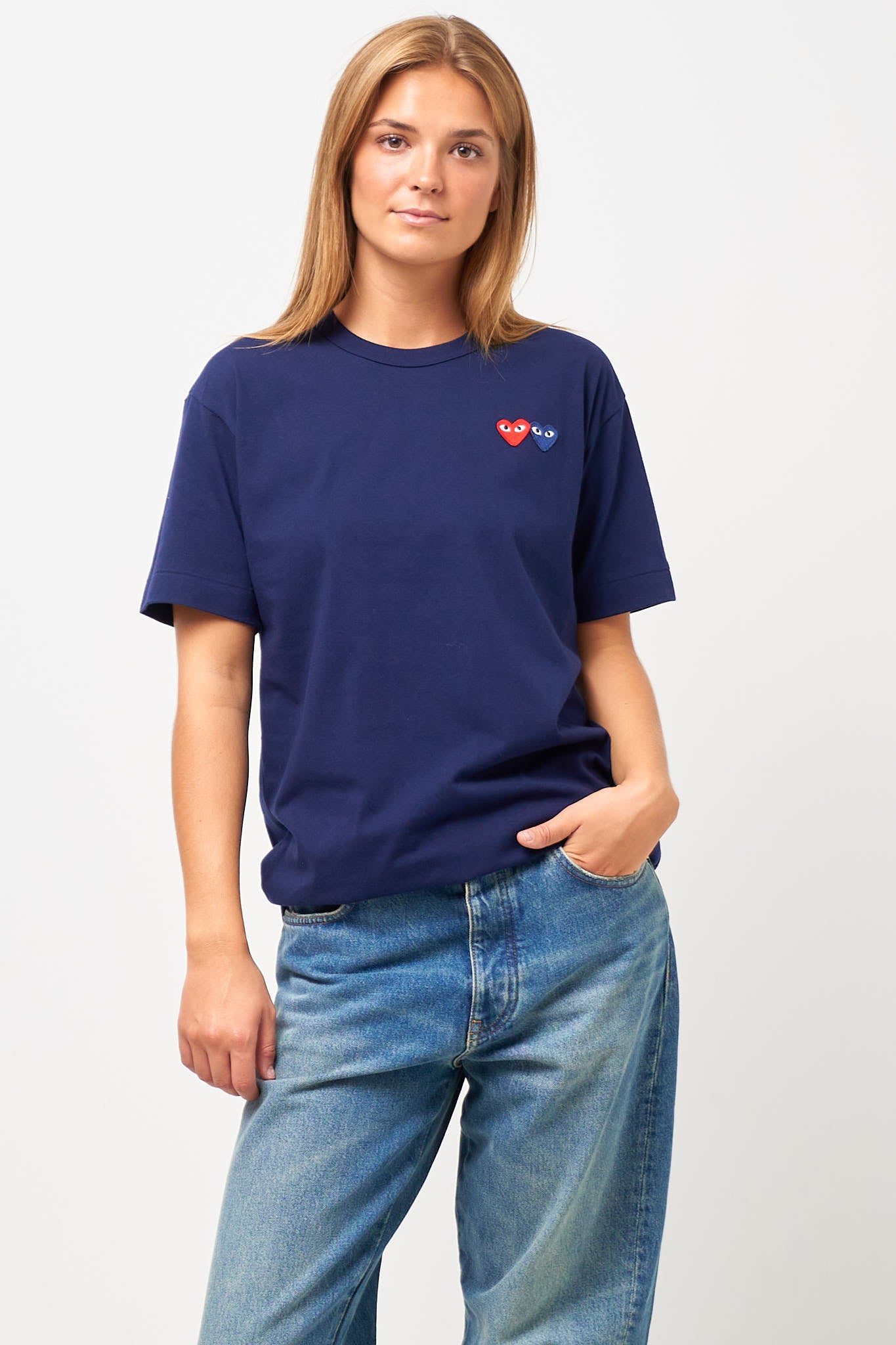 Comme des Garçons Play - Double Heart T-shirt Navy – STRØM