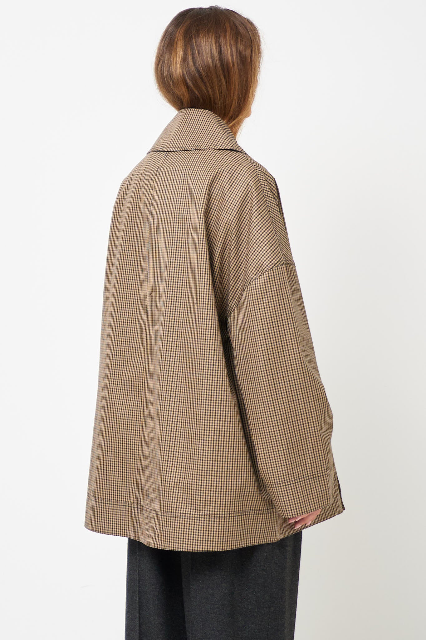 Oversized Checked Jacket Beige/Black