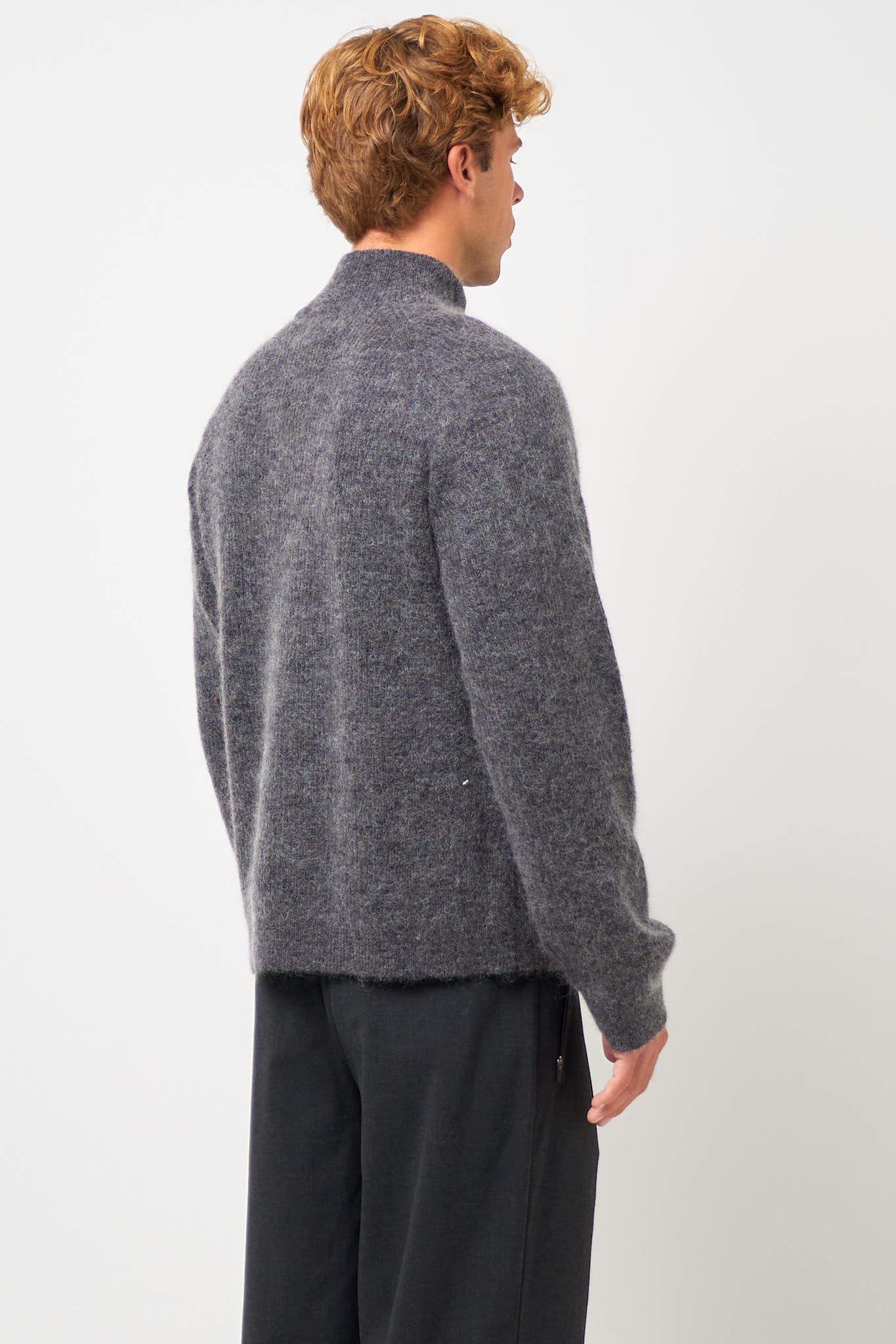 Essence Half-Zip Mohair Knit Dark Grey