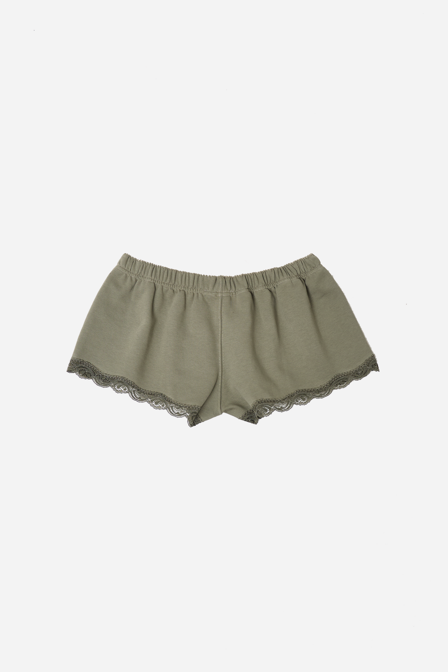 Lace Mini Sweat Shorts Khaki