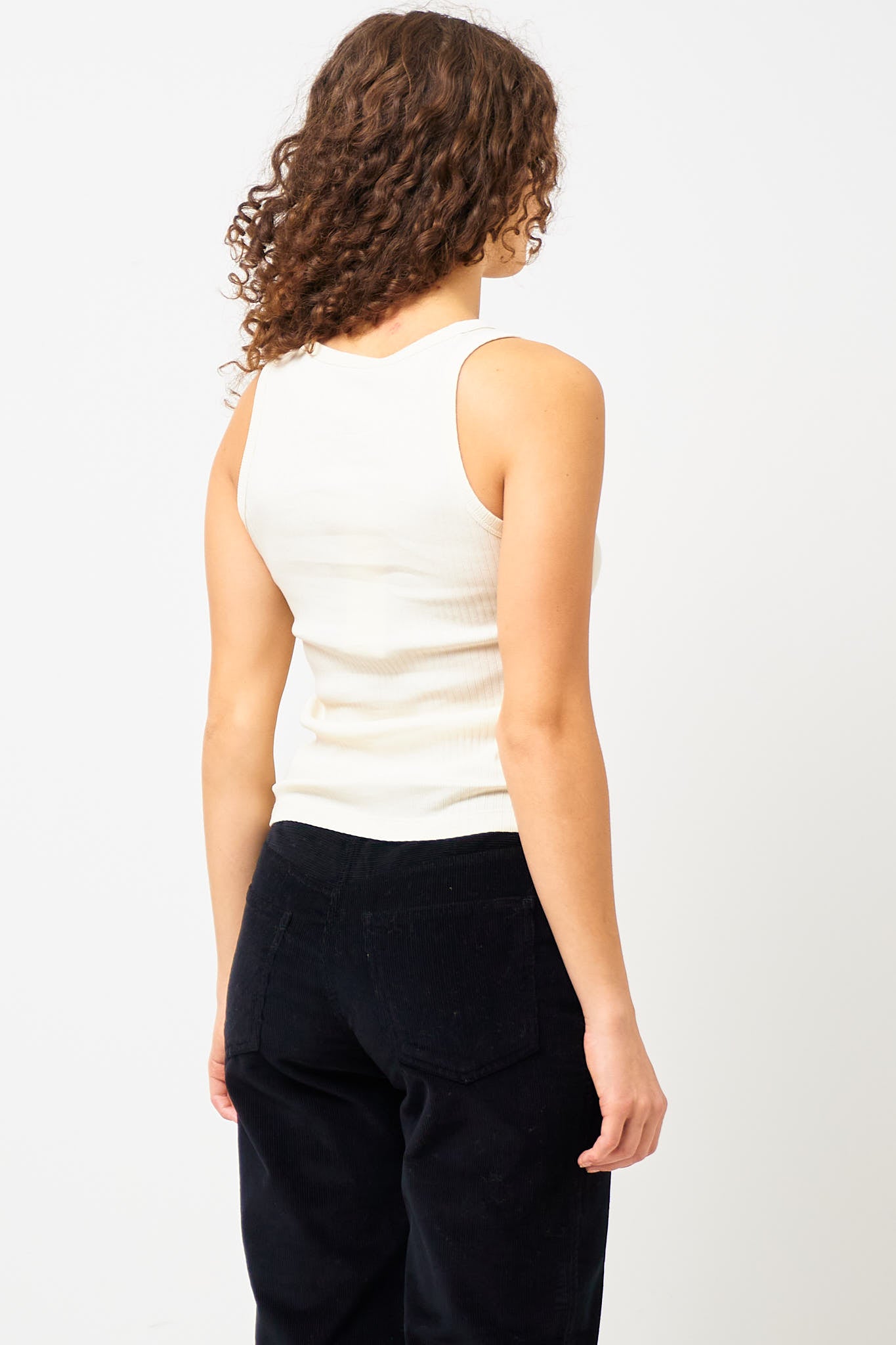 Logo Cotton Rib Tank Bone