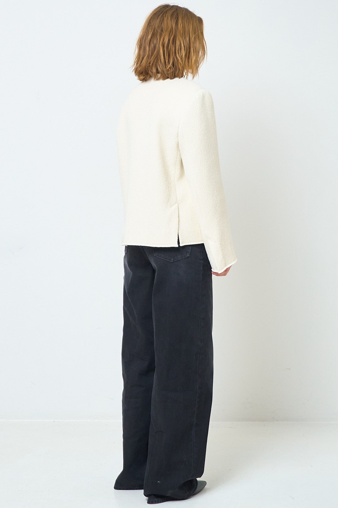 Open Front Bouclé Blazer Off-White