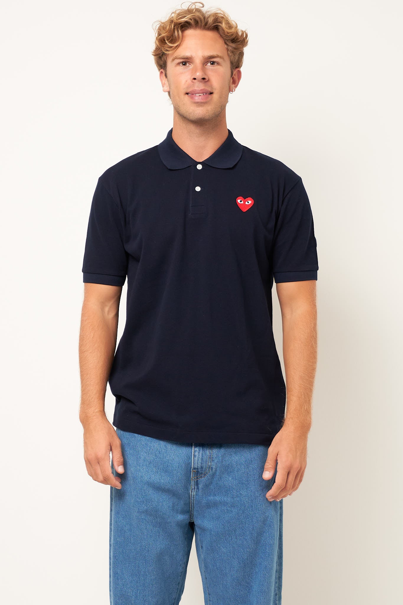 Comme des Garçons Play Red Heart Polo Shirt Navy – STRØM