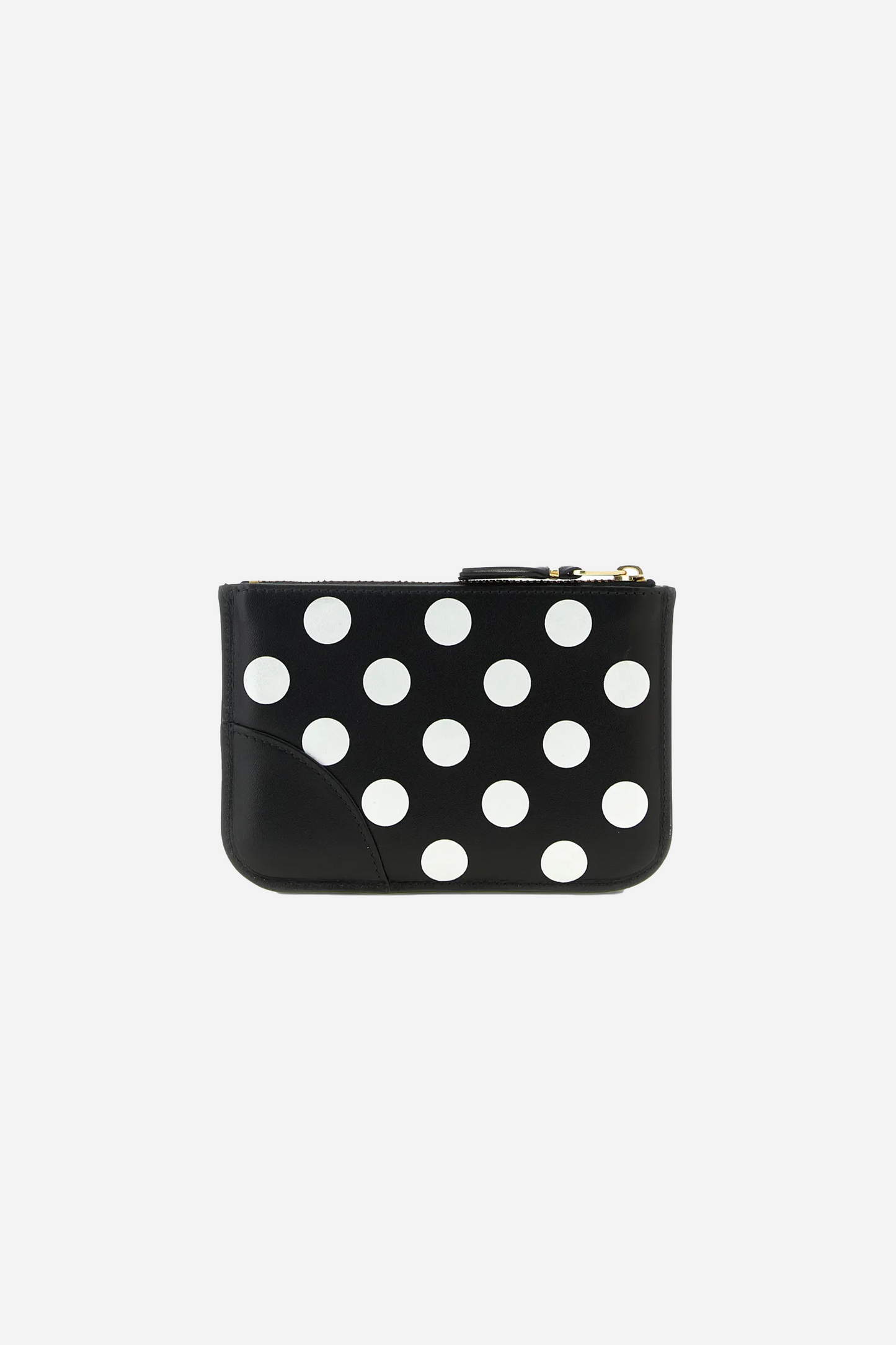 Wallet Polka Dot Printed Zip Pouch Black Medium