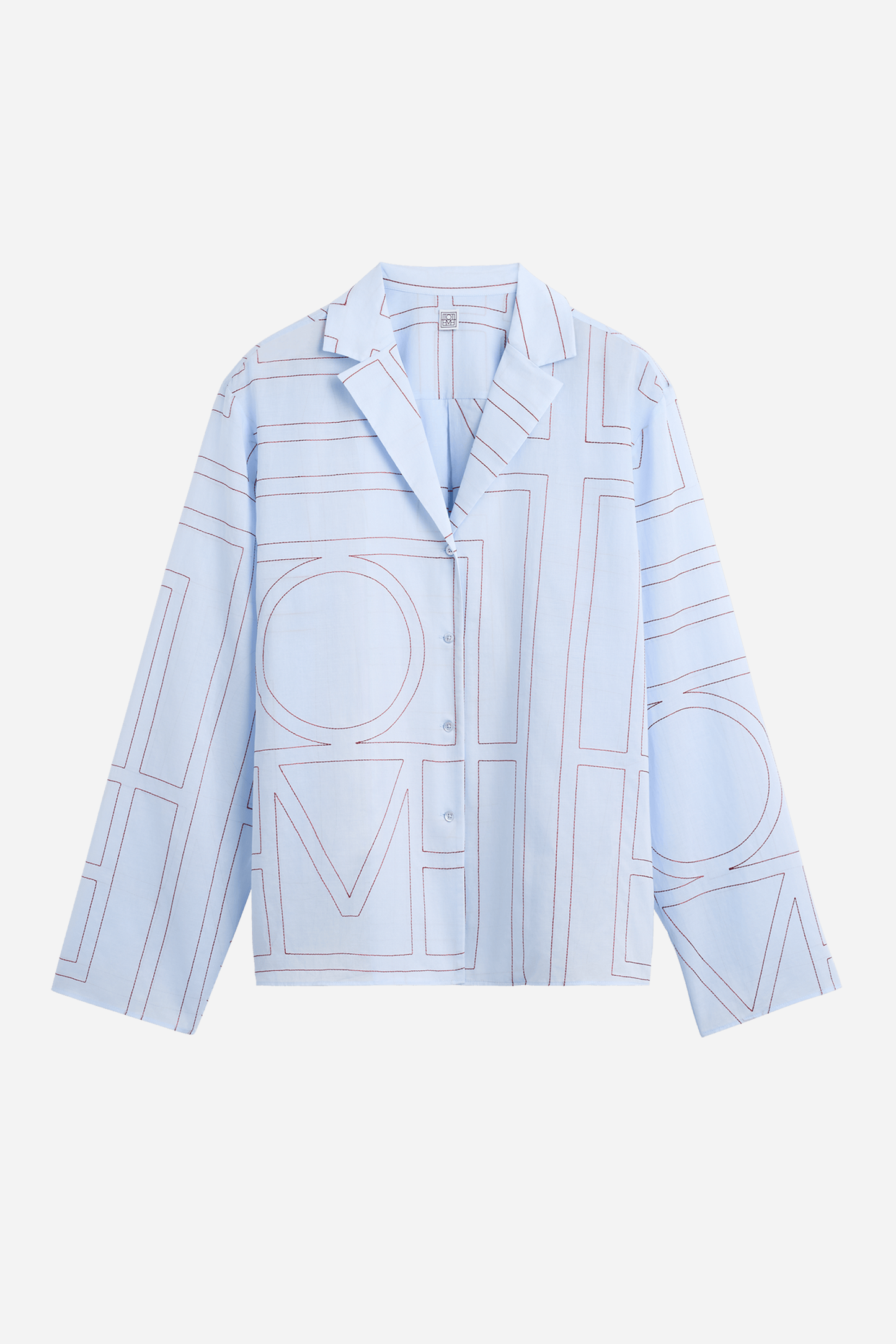 Monogram Cotton Blend PJ Top Sky