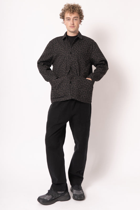 Patterned Easy Chef Shirt Black Leopard
