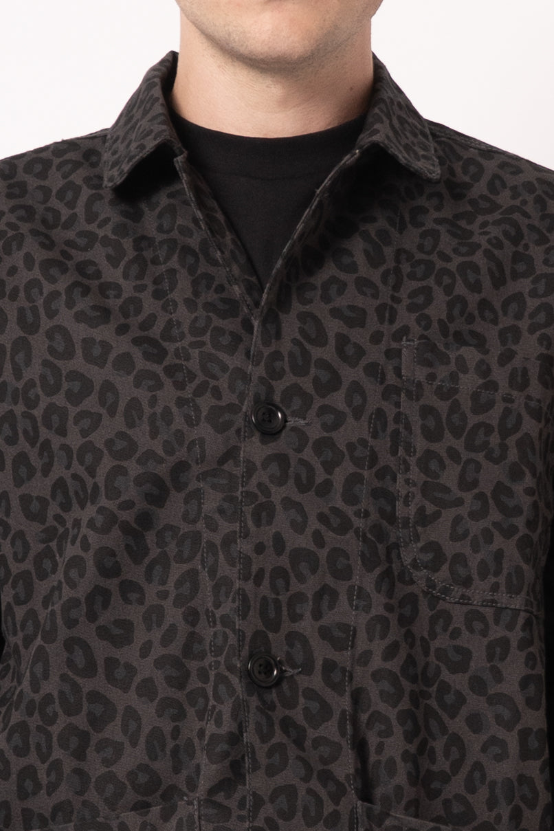 Patterned Easy Chef Shirt Black Leopard