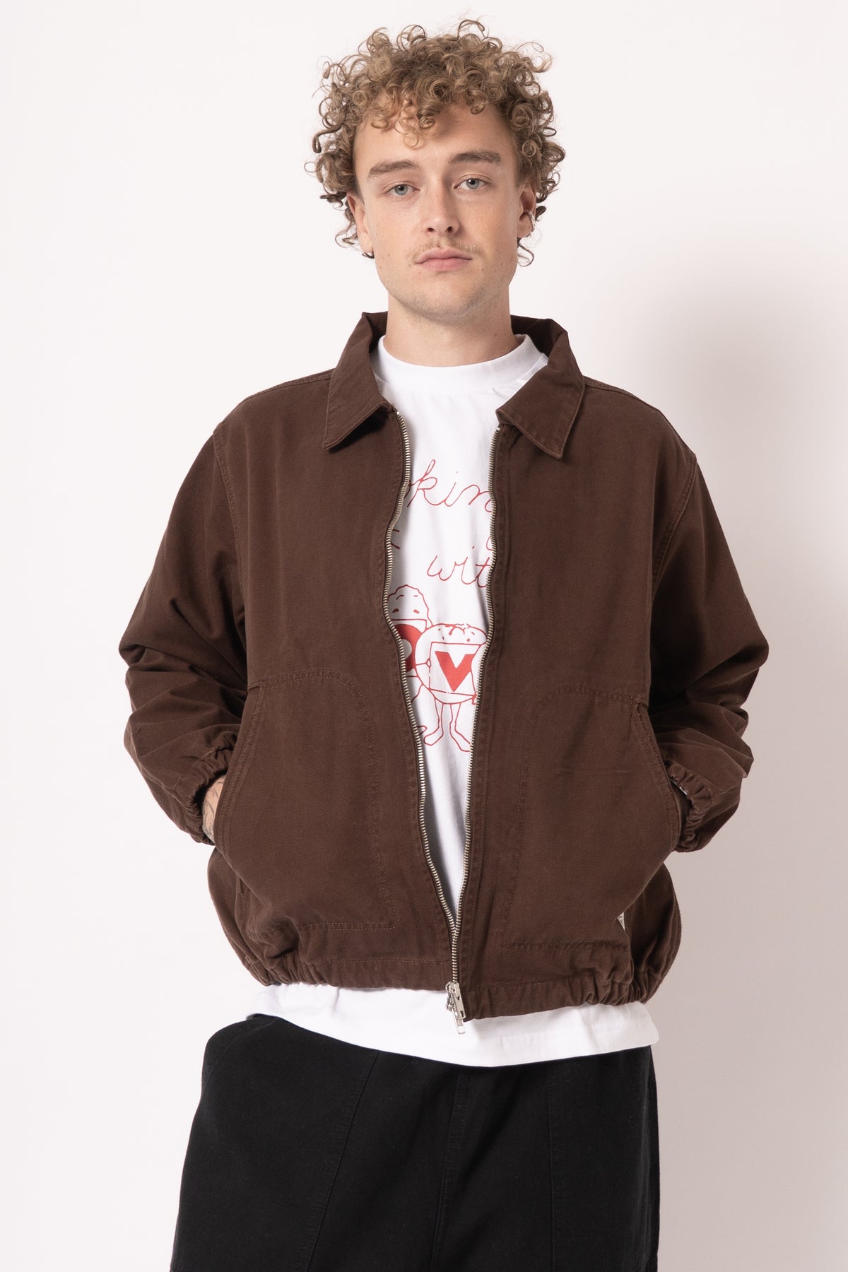 Twill Work Jacket Brown