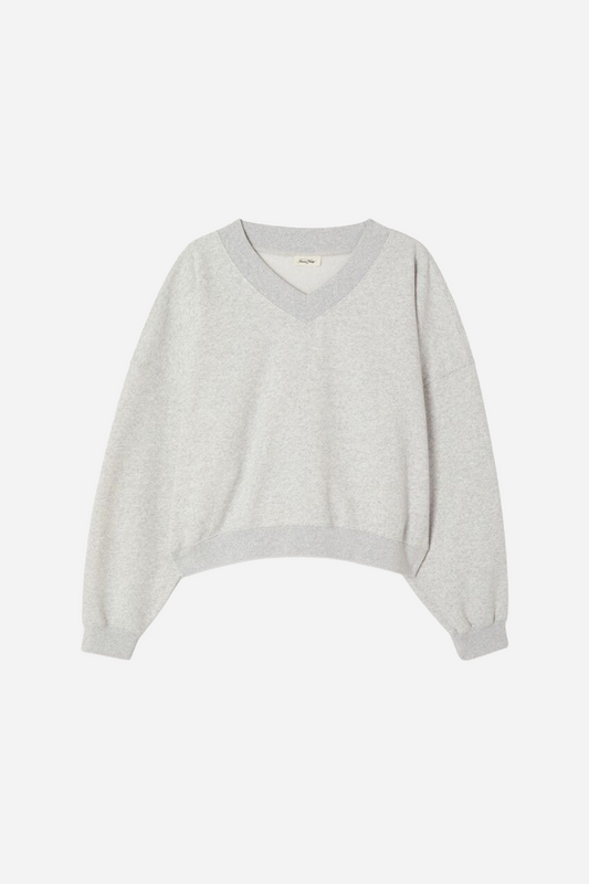 Sweat Ml Col V Gris Chiné