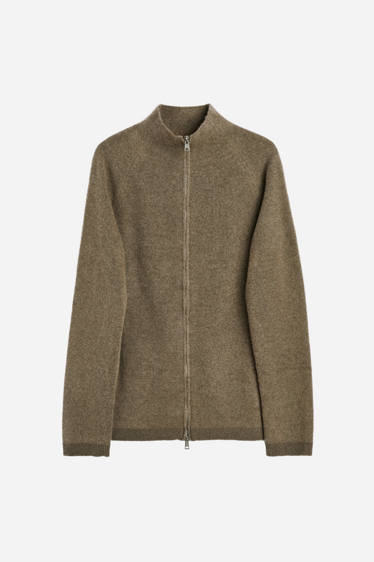 Line Zip Cardigan Mud Spray Dye Cherub Wool