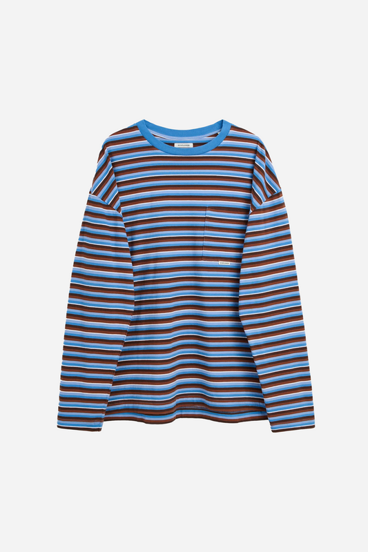 Stripe LS Pocket Tee 210 Blue