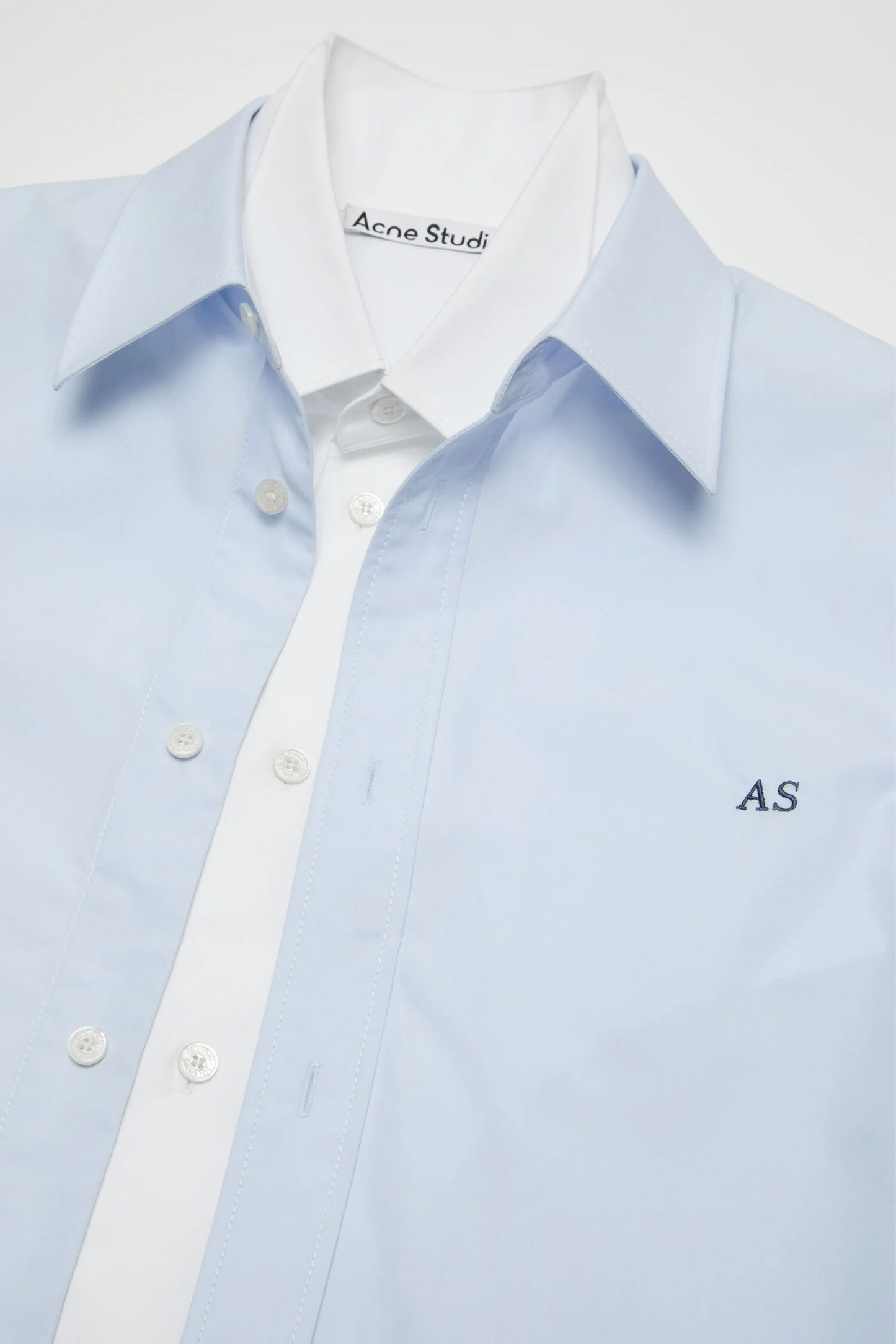 Layered Poplin Button-Up Shirt Blue/White