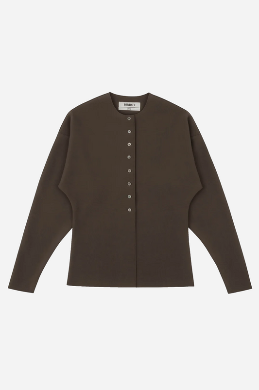 Lay2 Round-Neck Cardigan Cocoa Brown