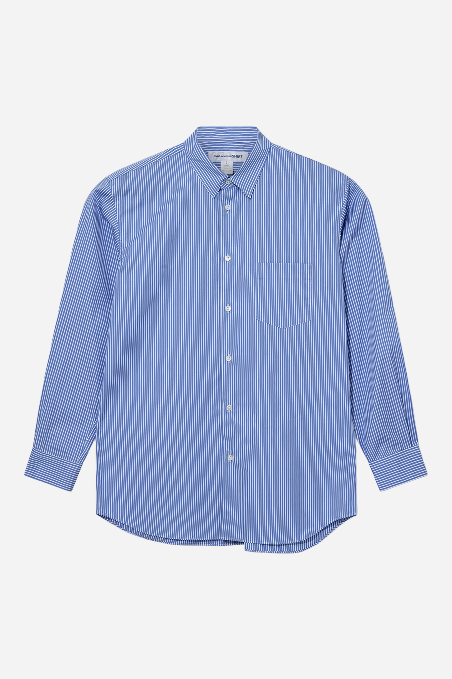 Forever Cotton Poplin Shirt Mid Blue Stripe