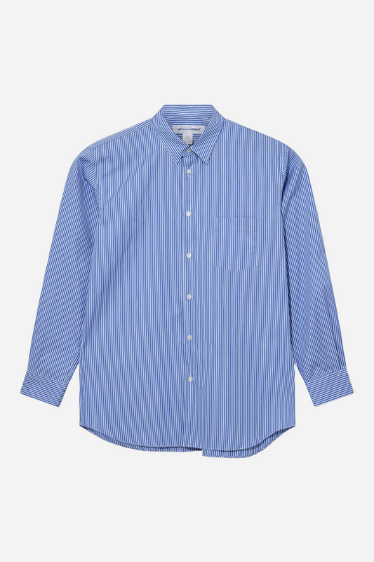 Forever Cotton Poplin Shirt Mid Blue Stripe