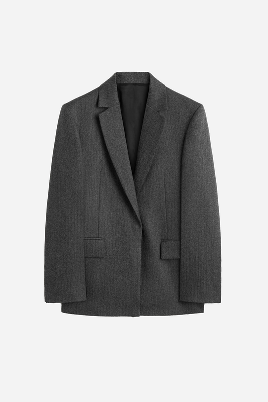 Herringbone Blazer Dark Grey Melange
