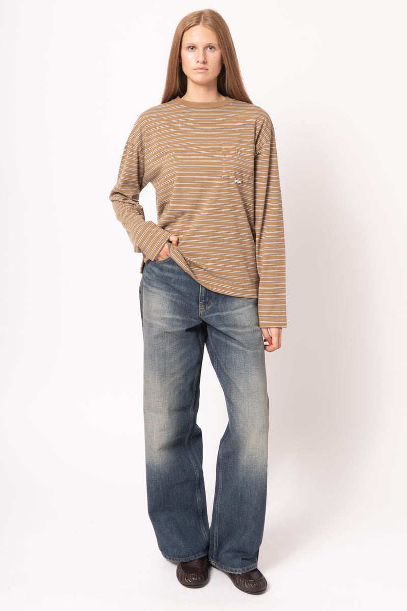 Stripe Ls Pocket Tee Brown - Billede 2