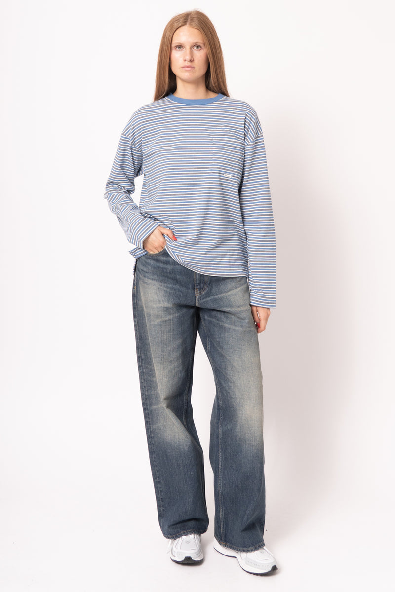 Stripe Ls Pocket Tee Blue - Billede 1