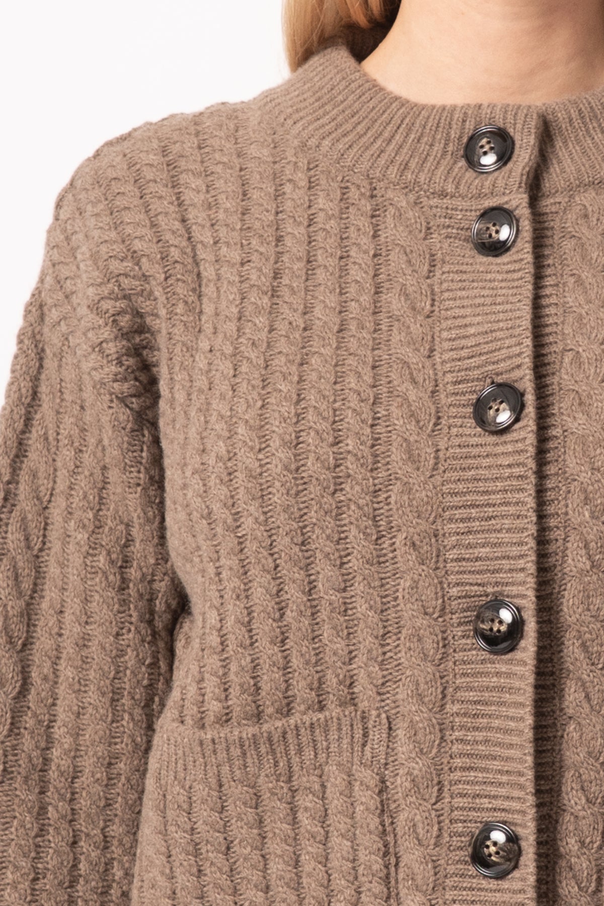 Gertrud Cable Cardigan Coffee Melange