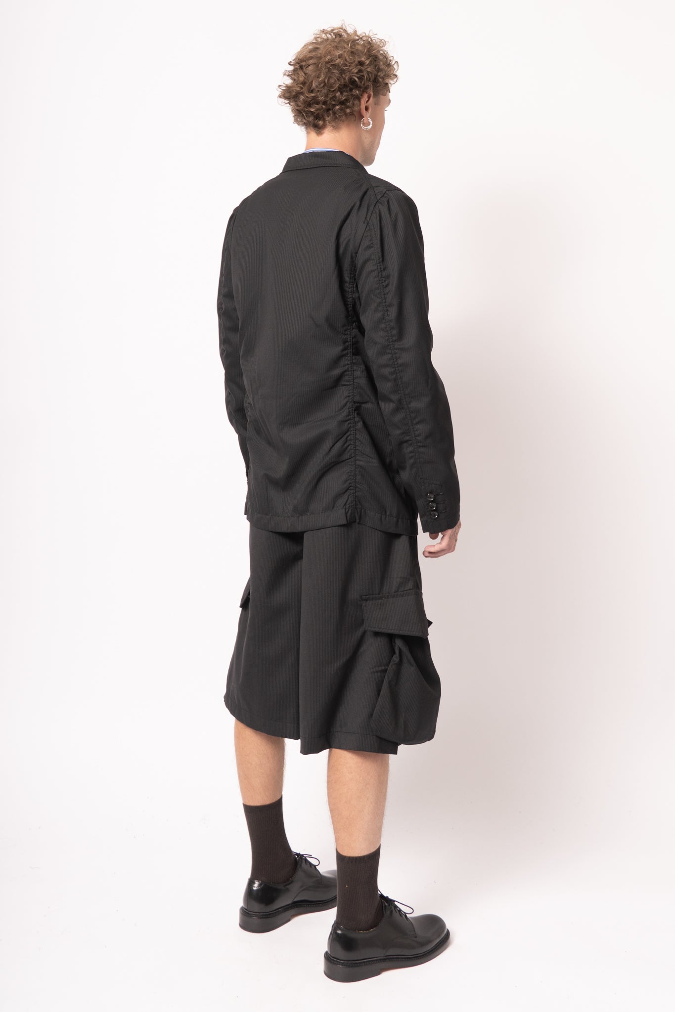 Single Breasted Herringbone Blazer Black/Navy