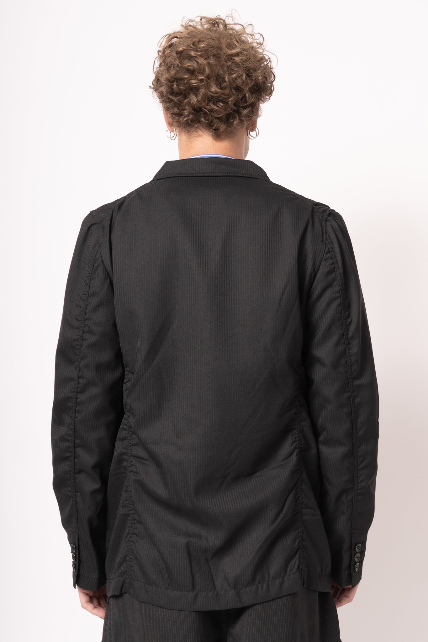 Single Breasted Herringbone Blazer Black/Navy