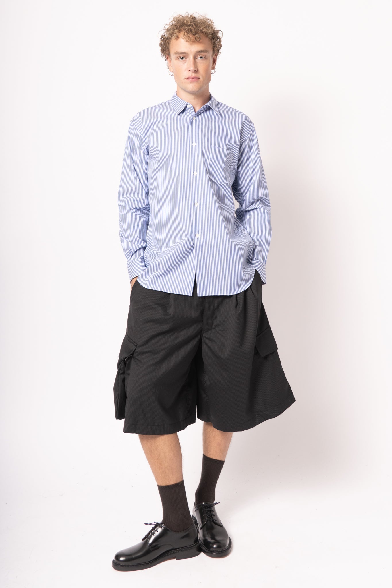 Forever Cotton Poplin Shirt Mid Blue Stripe