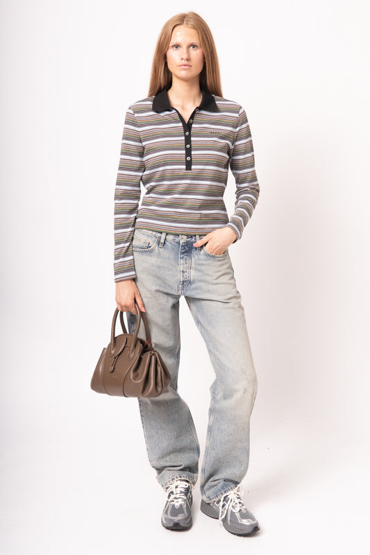 Multicolor Striped Jersey Polo Shirt