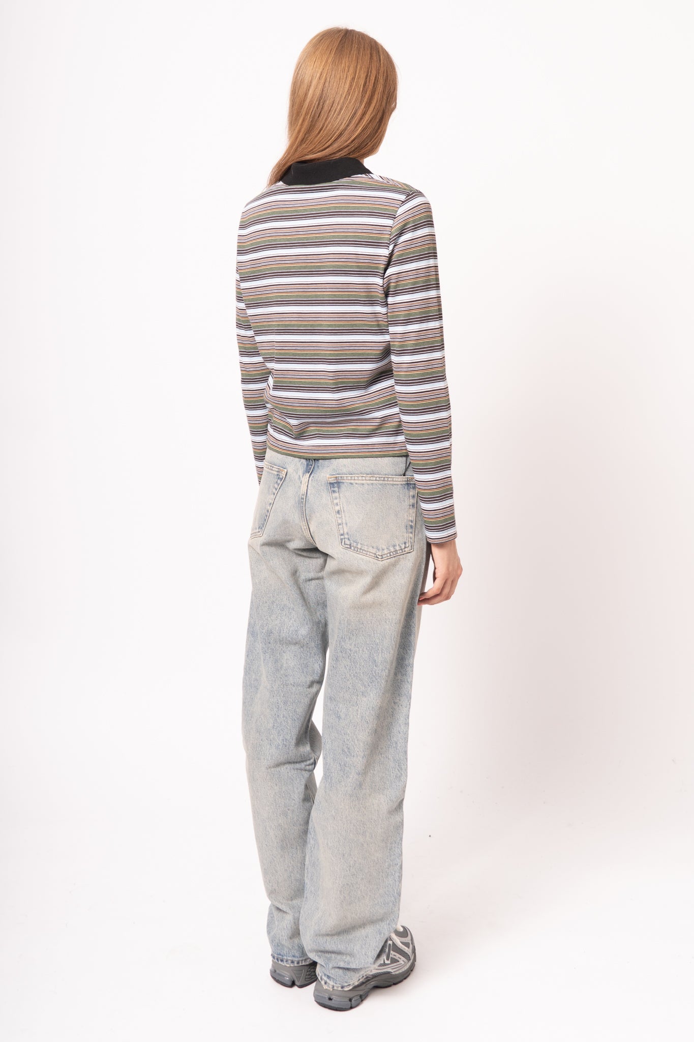 Multicolor Striped Jersey Polo Shirt