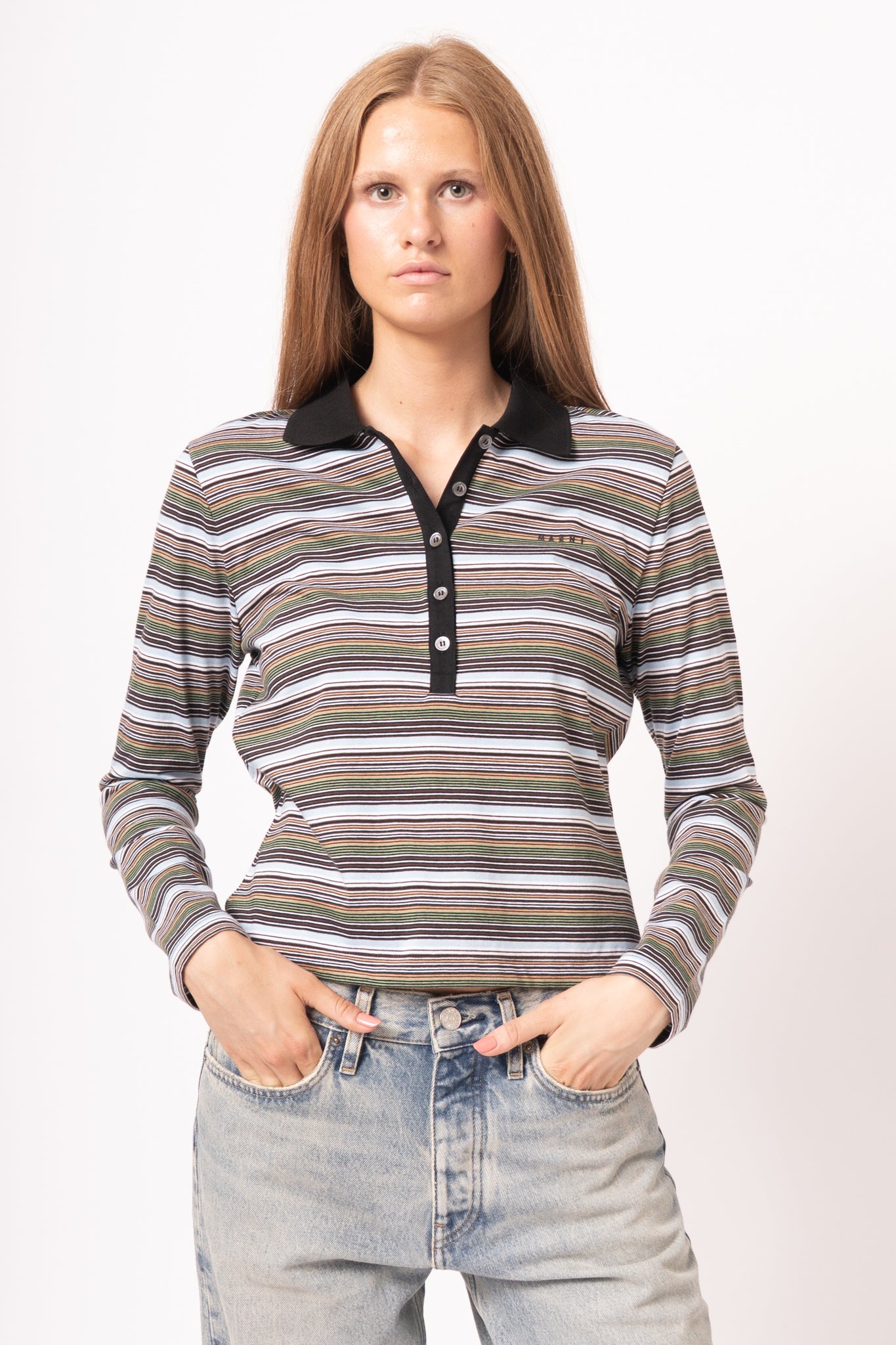 Multicolor Striped Jersey Polo Shirt