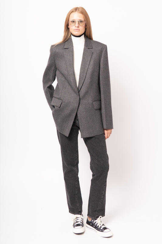 Herringbone Blazer Dark Grey Melange