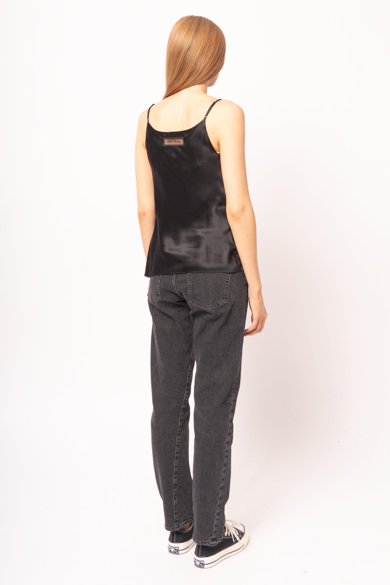 Shiny Satin Tank Top Black