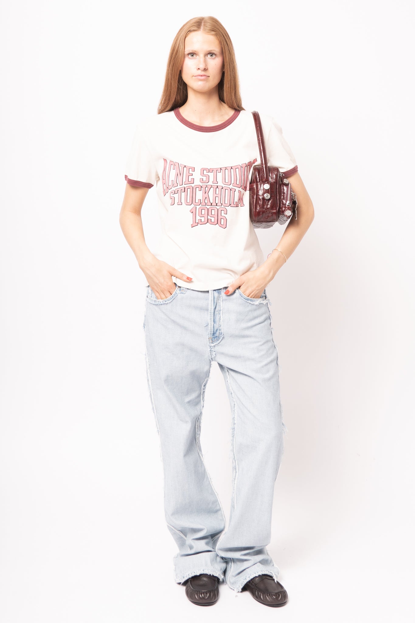T-Shirt Off White/Burgundy