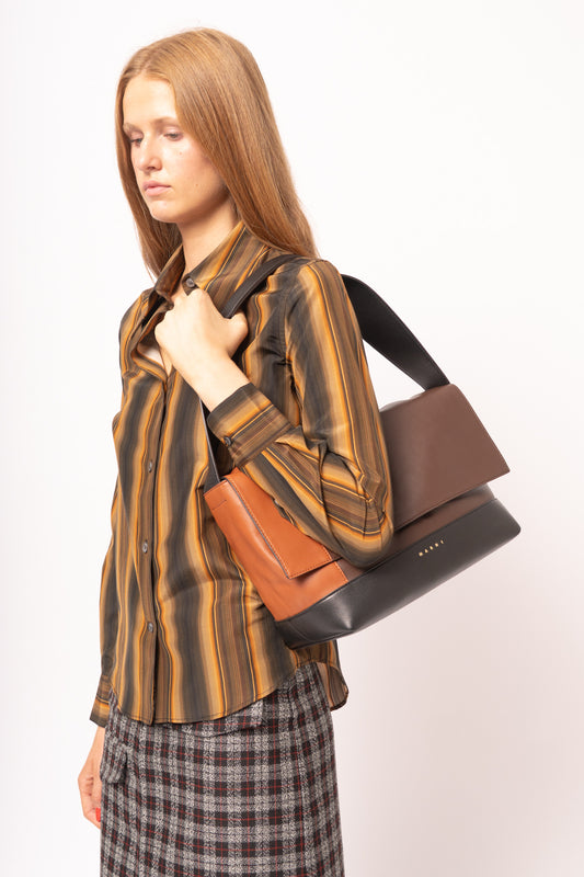 Brown & Orange Pod Pochette New Handle Bag