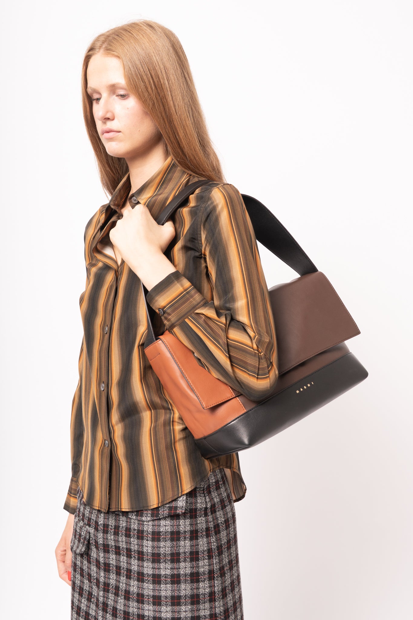 Brown & Orange Pod Pochette New Handle Bag