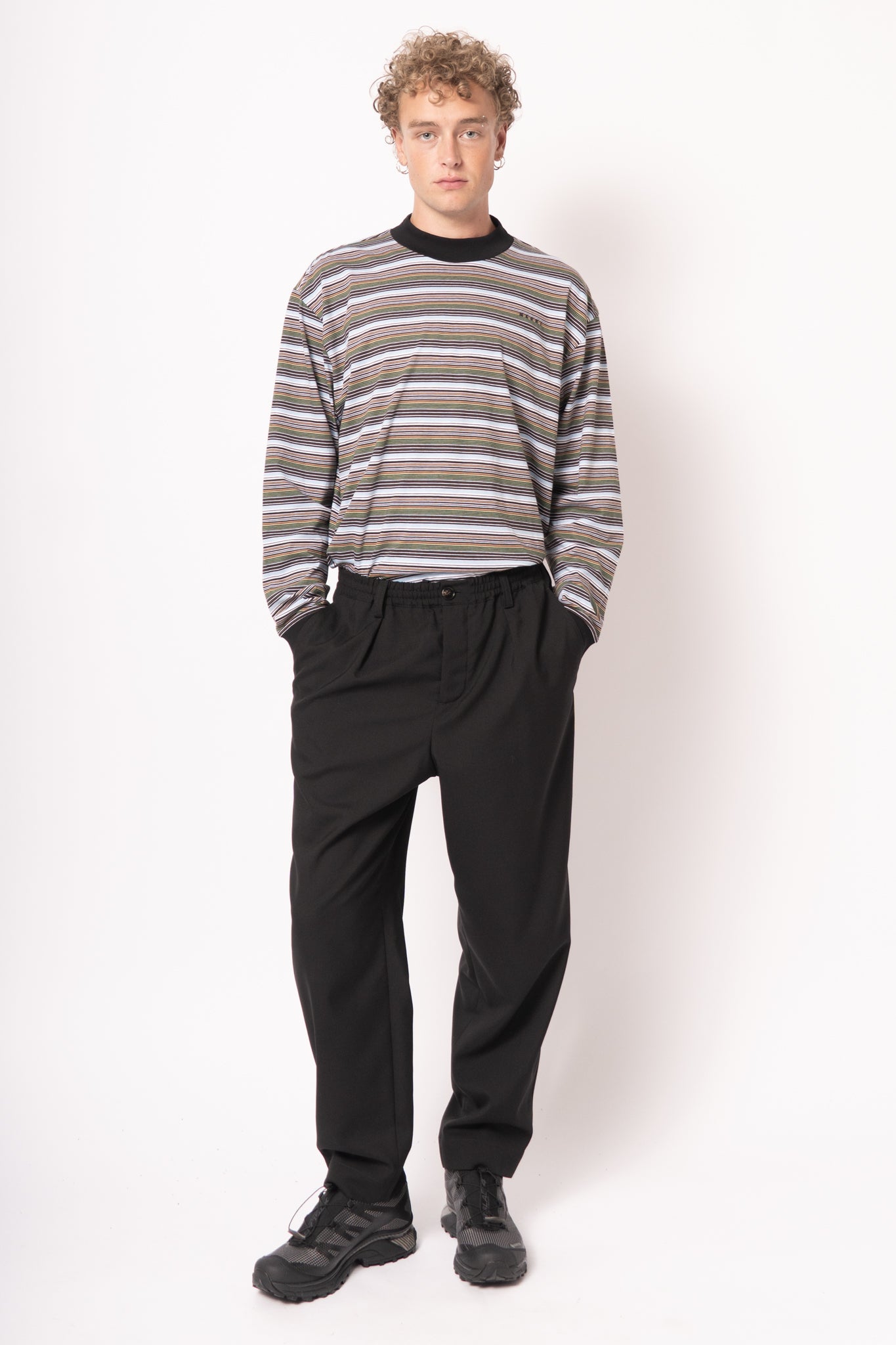 Tropical Wool Crop Pants Black