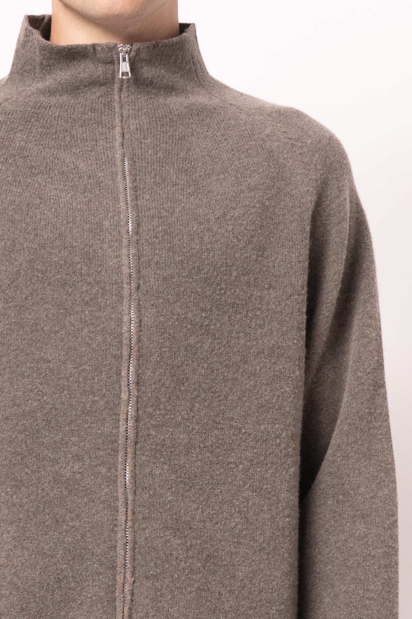 Line Zip Cardigan Mud Spray Dye Cherub Wool