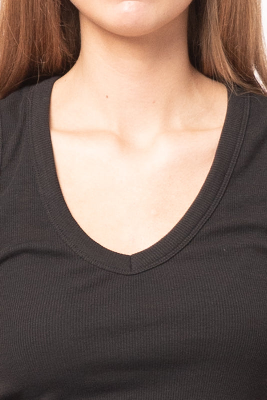 Maya V-Neck Top Black