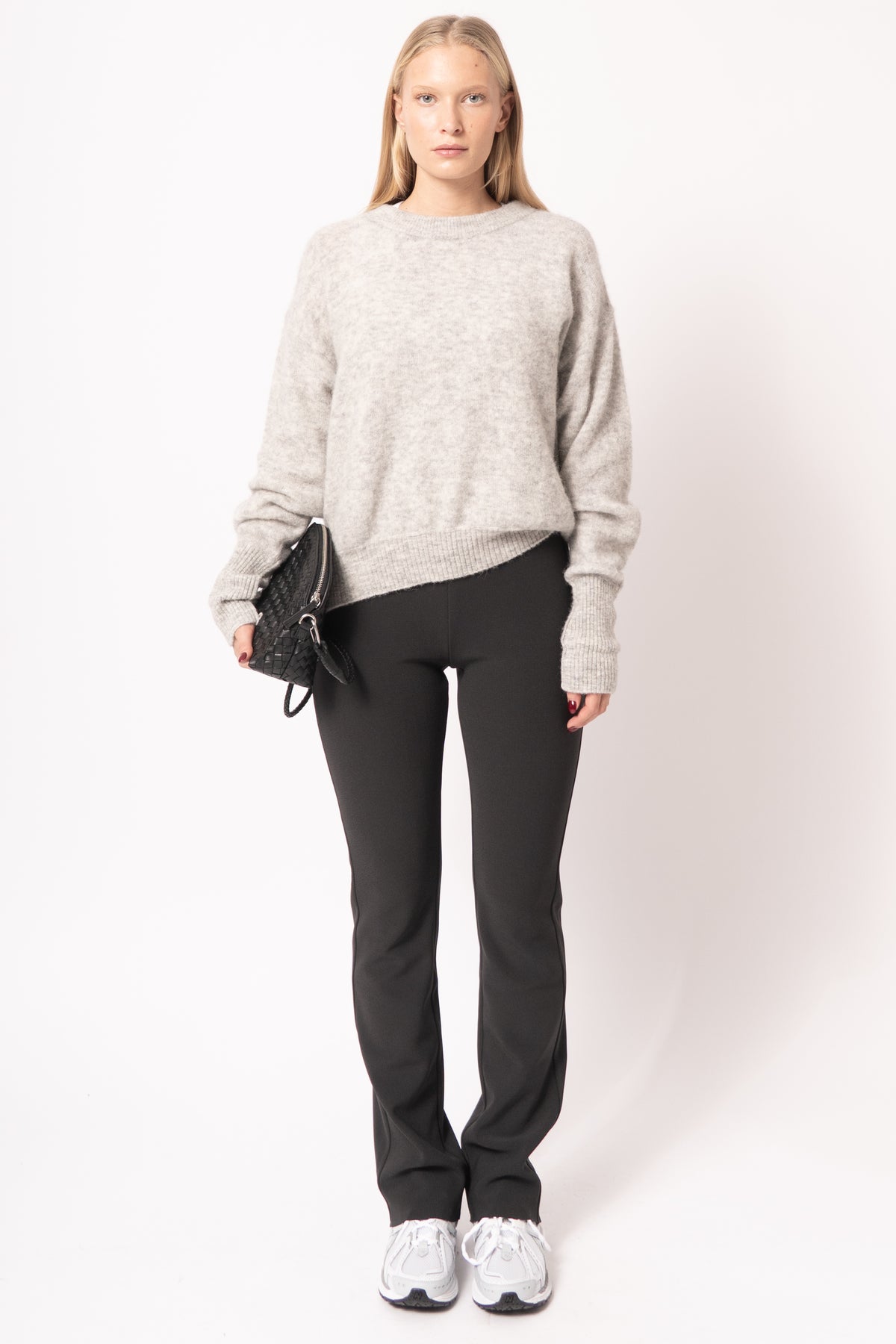 Pull Ample Ml Col Rond Gris Clair Chiné