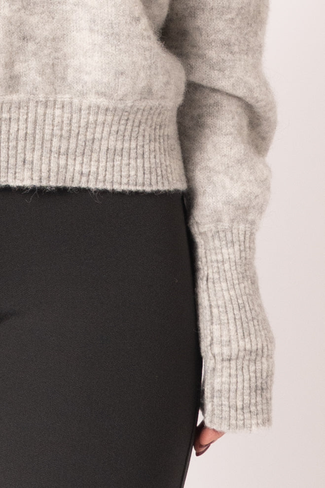Pull Ample Ml Col Rond Gris Clair Chiné