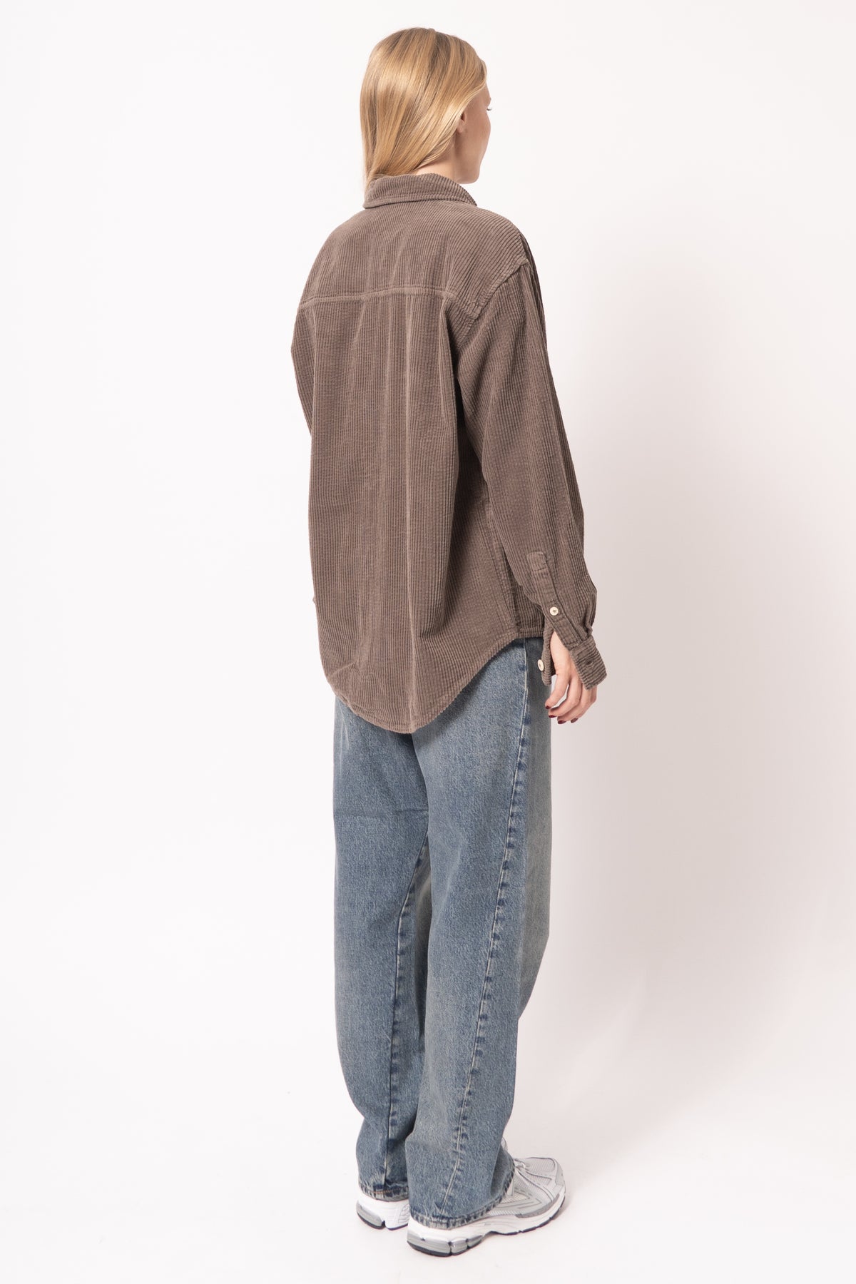 Chemise Longue Ample Ml Col Boutonne Cendre Vintage