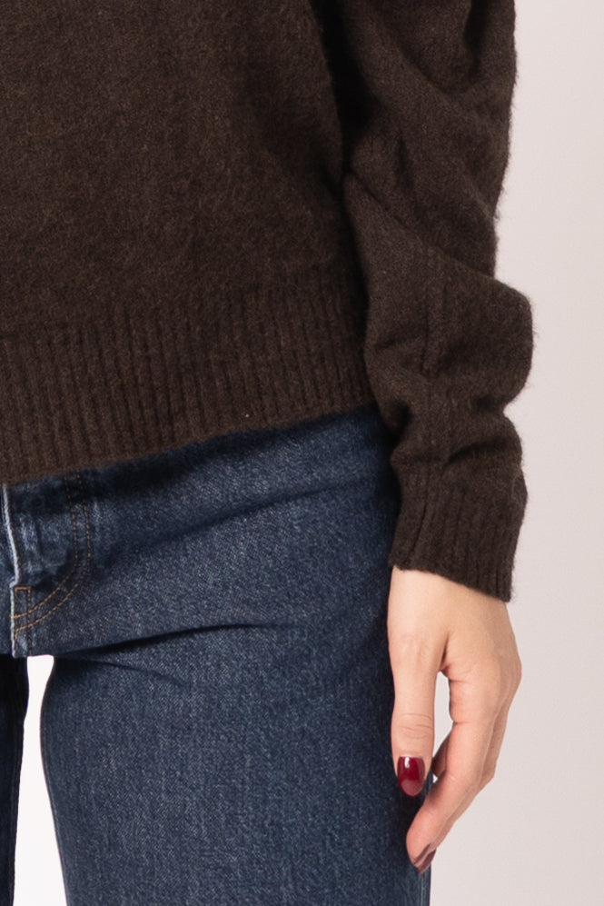 Pull Boule Ml Col Rond Choco Chiné