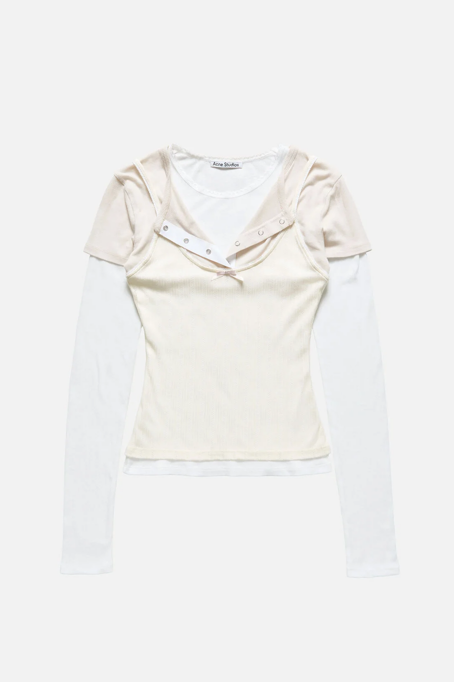 Layered Jersey Shirt With Bow White/Off White