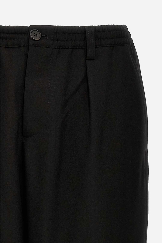 Tropical Wool Crop Pants Black
