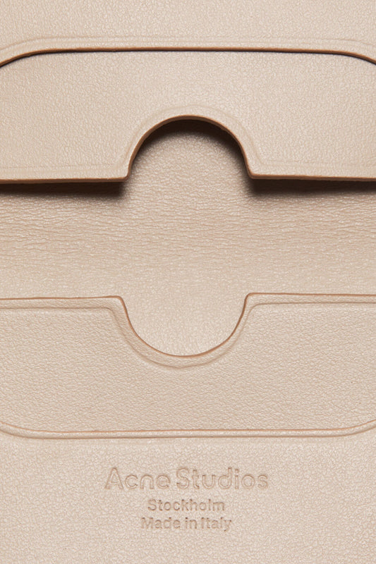 Folded Leather Wallet Taupe Beige